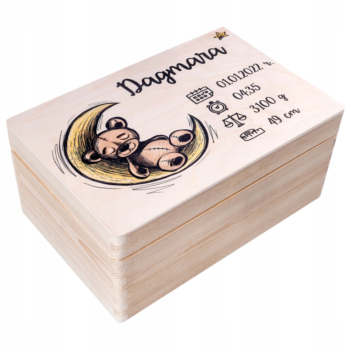 Pudełko Z Grawerem Prezent Na Narodziny 30X20X14Cm