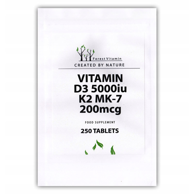 Witamina D3 5000 iu+K2 MK-7 200 mcg 250 tab Nowość