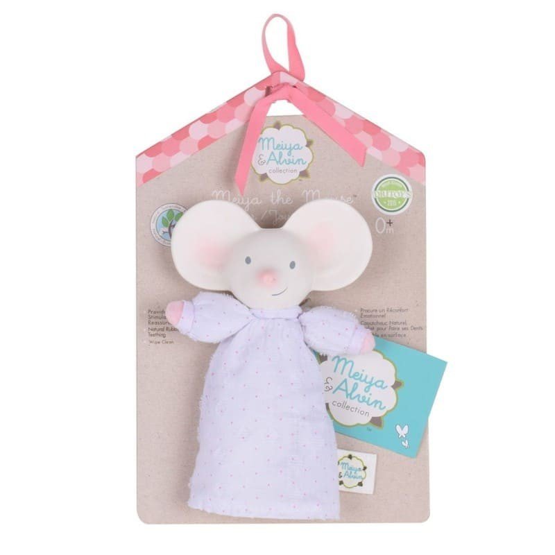 Hevea Meiya & Alvin Meiya & Alvin - Grzechotka miękka z gryzakiem z organicznego kauczuku Meiya Mouse 77103