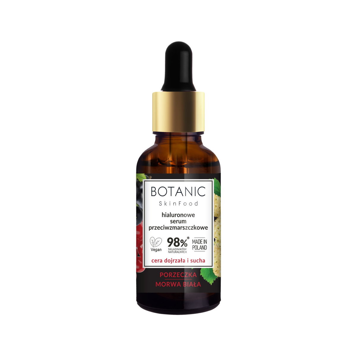 Botanic, Skinfood, Serum hialuronowe przeciwzmarszczkowe do cery dojrzałej i suchej, 30 ml