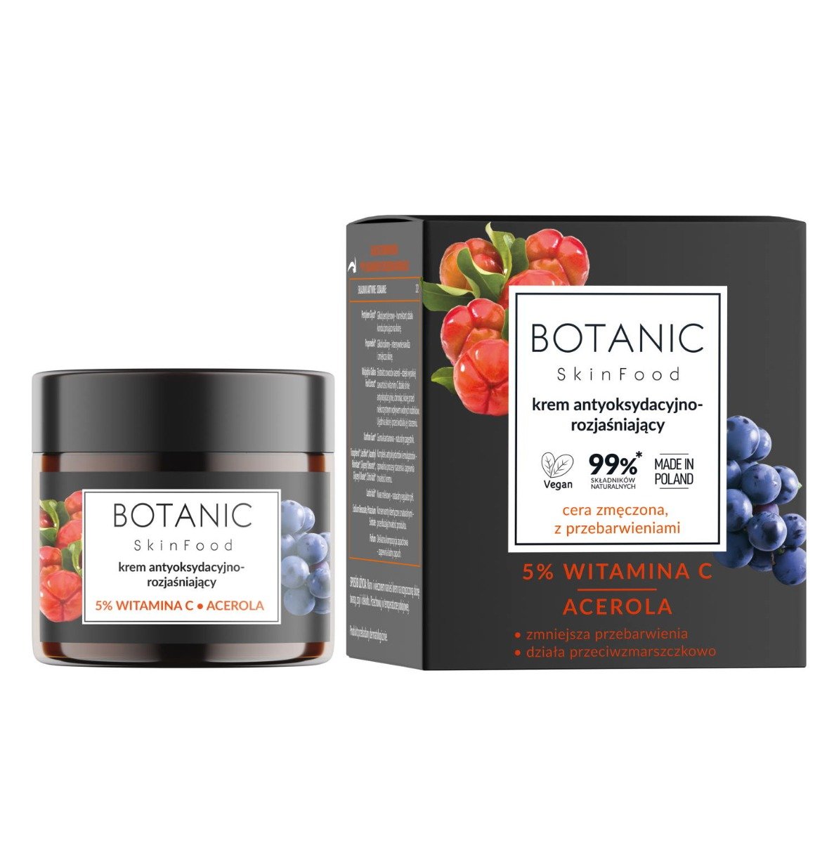 Botanic, Skinfood, Krem antyoksydacyjno- rozjaśniający 5% witamina c & acerola, 50 ml