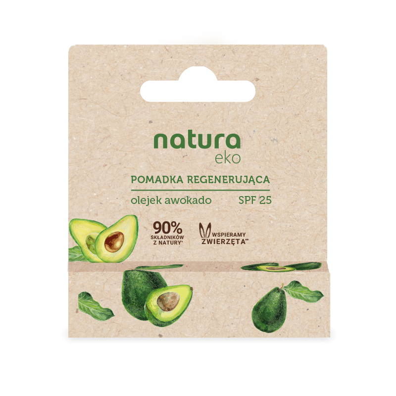 Natura Eko, Pomadka ochronna regenerująca z olejkiem z awokado, 4.8 g
