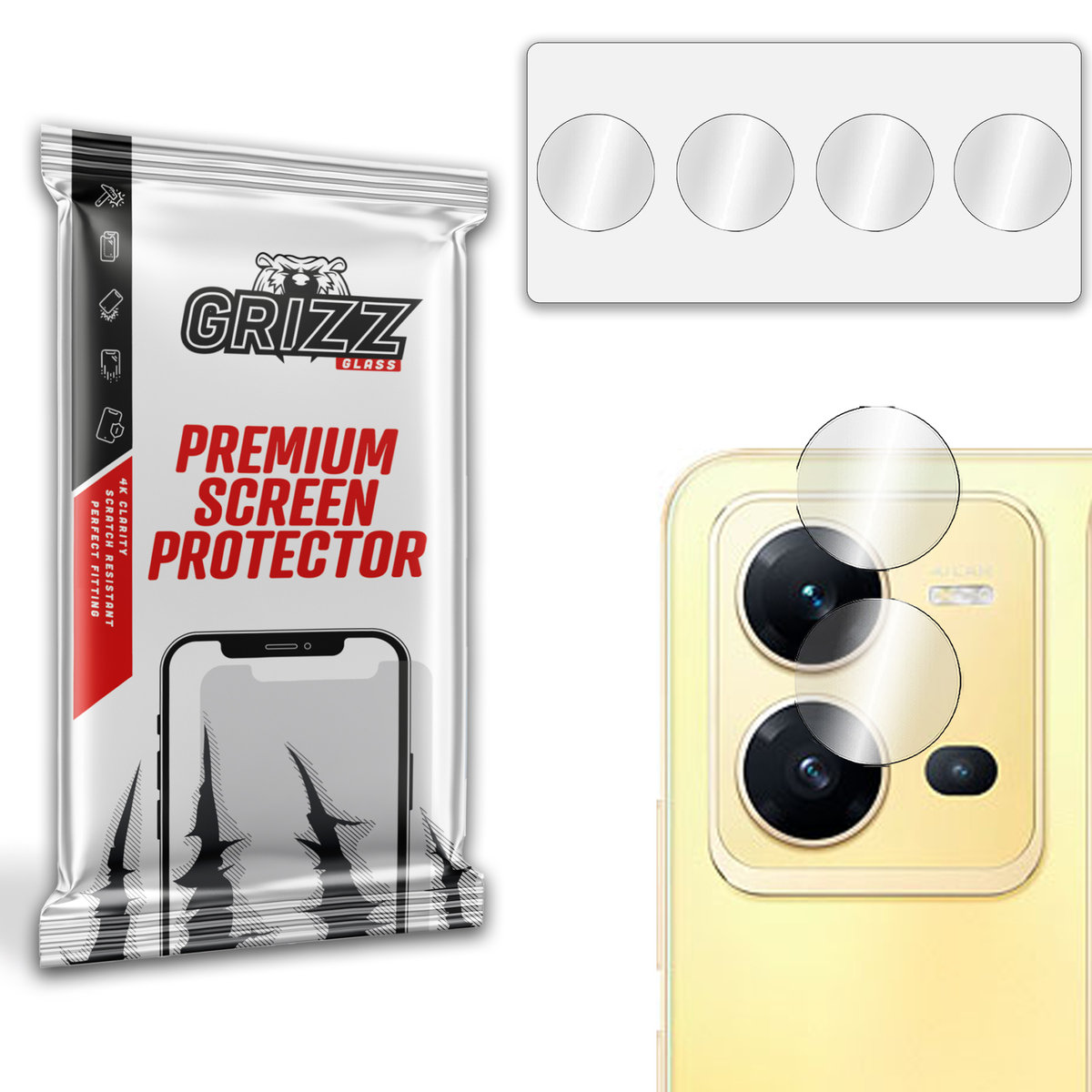 Grizzglass Hybridglass Camera Szkło Hybrydowe Na Obiektyw Do Vivo X80 Lite