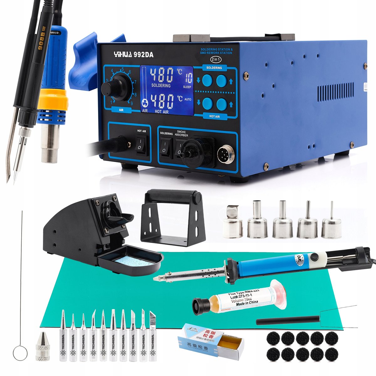 Stacja 992Da 4W1 Rozlutownica Hot Air Odciąg Groty