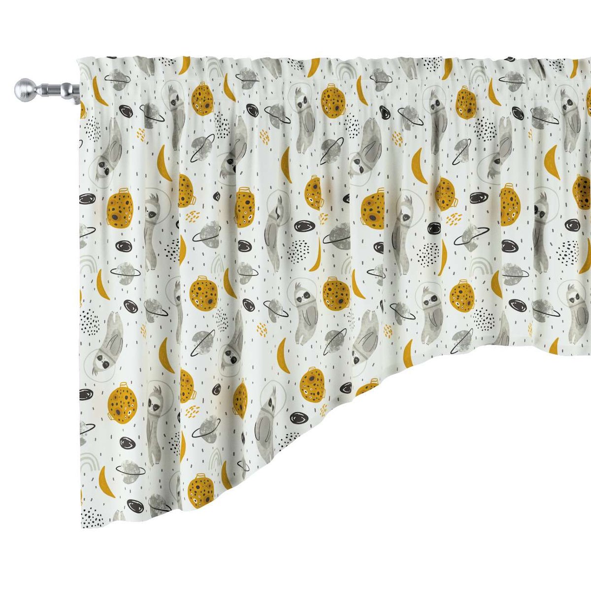 Lambrekin Łuk, Biało-Szara, 250 × 75+5 Cm Grzywka, Magic Collection