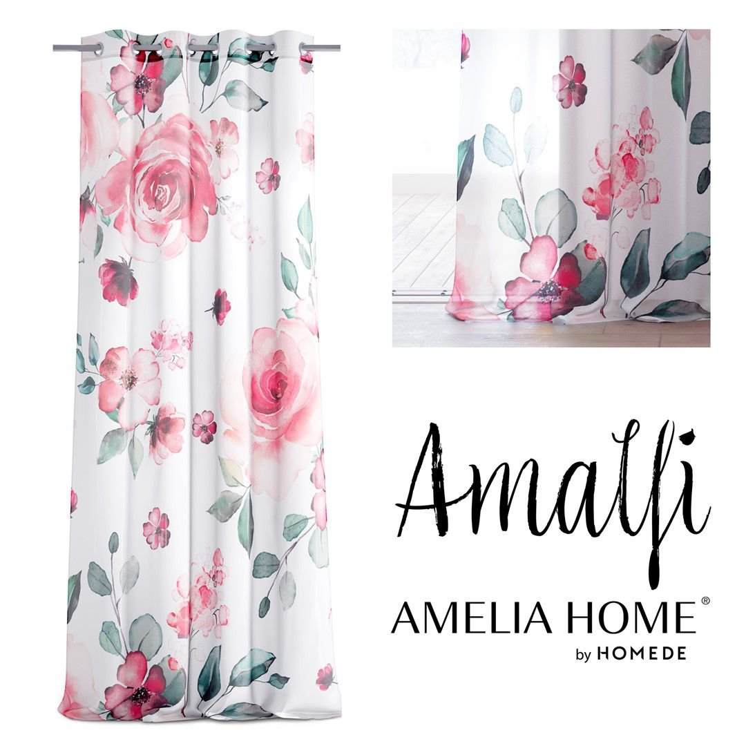 AmeliaHome, Firana Amalfi na przelotkach, Różnokolorowy, 140x250 cm