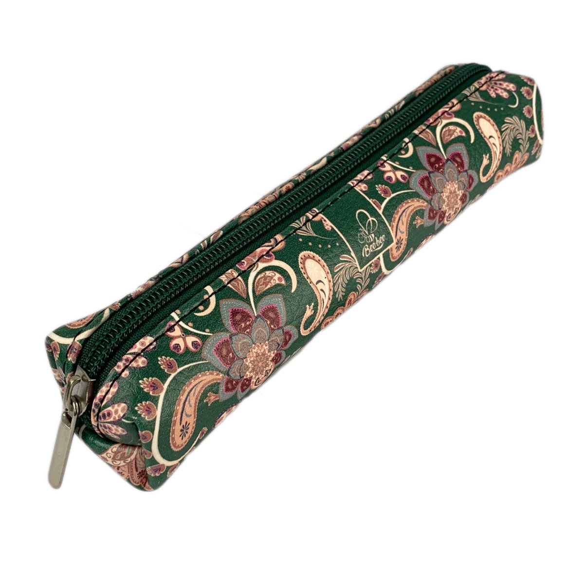 Etui Saszetka Piórnik Mini Prostokąt Paisley Kwiaty Green