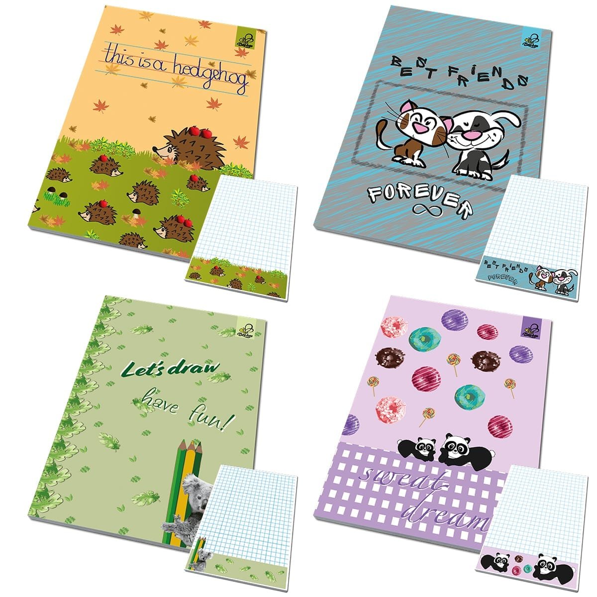 Notes A6 poddruk BFF zwierzaki (10szt) - Bee-bee