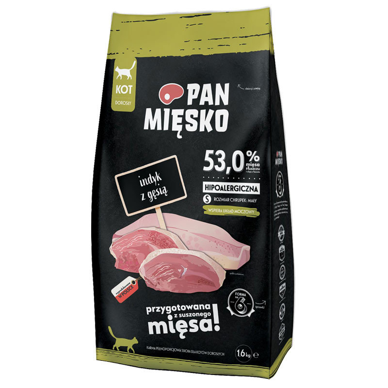 Pan Mięsko indyk z gęsią S sucha karma dla kota waga 1.6 kg