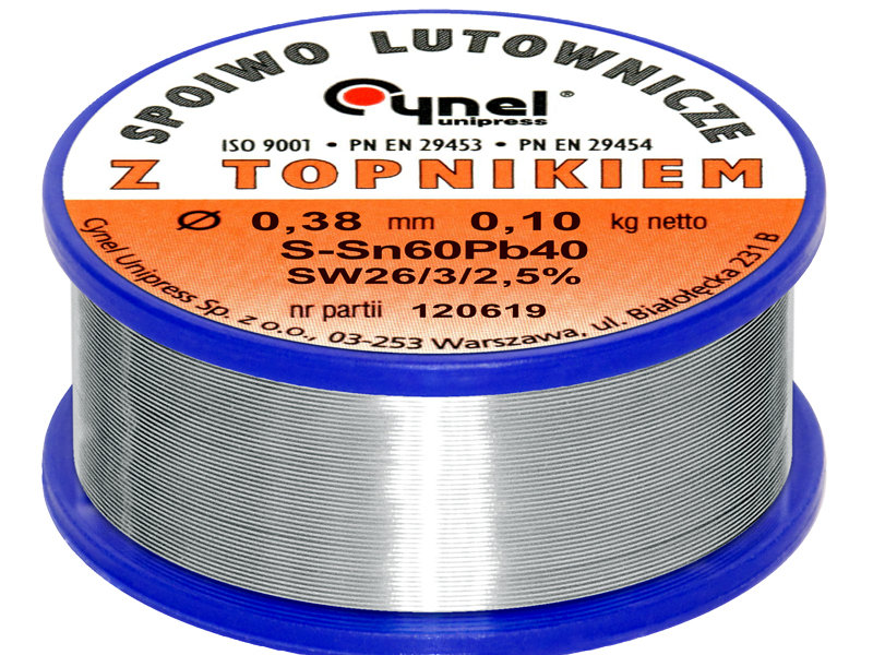 Cyna Z Topnikiem Spoiwo Lutownicze 100g 0,38mm 60%