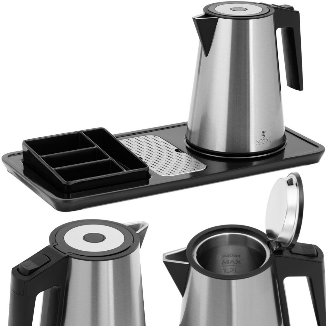 Royal Catering Czajnik elektryczny stacja do kawy i herbaty 1,2 l 1800 W srebrny RC-HKS04