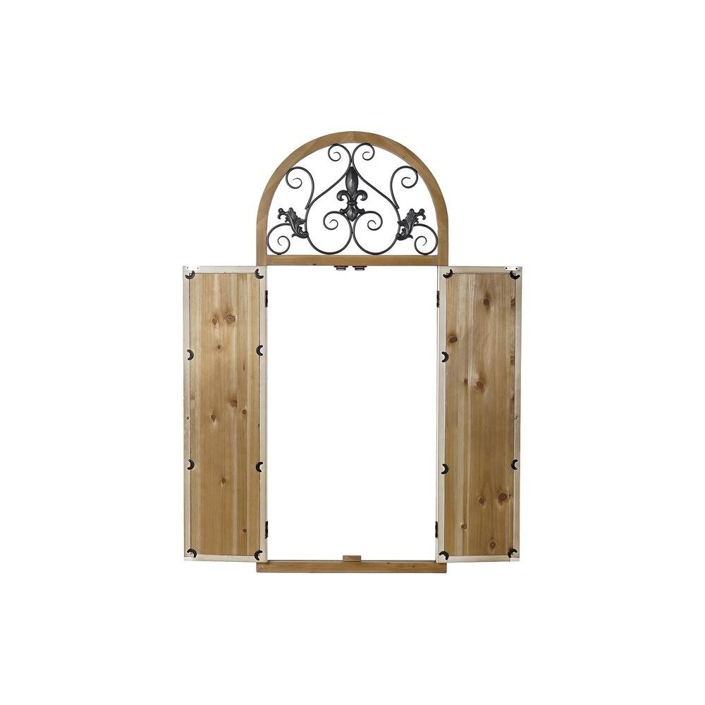 Emaga Lustro ścienne DKD Home Decor Naturalny Metal MDF Okna Biały Ciemny szary (60 x 5 x 138 cm)