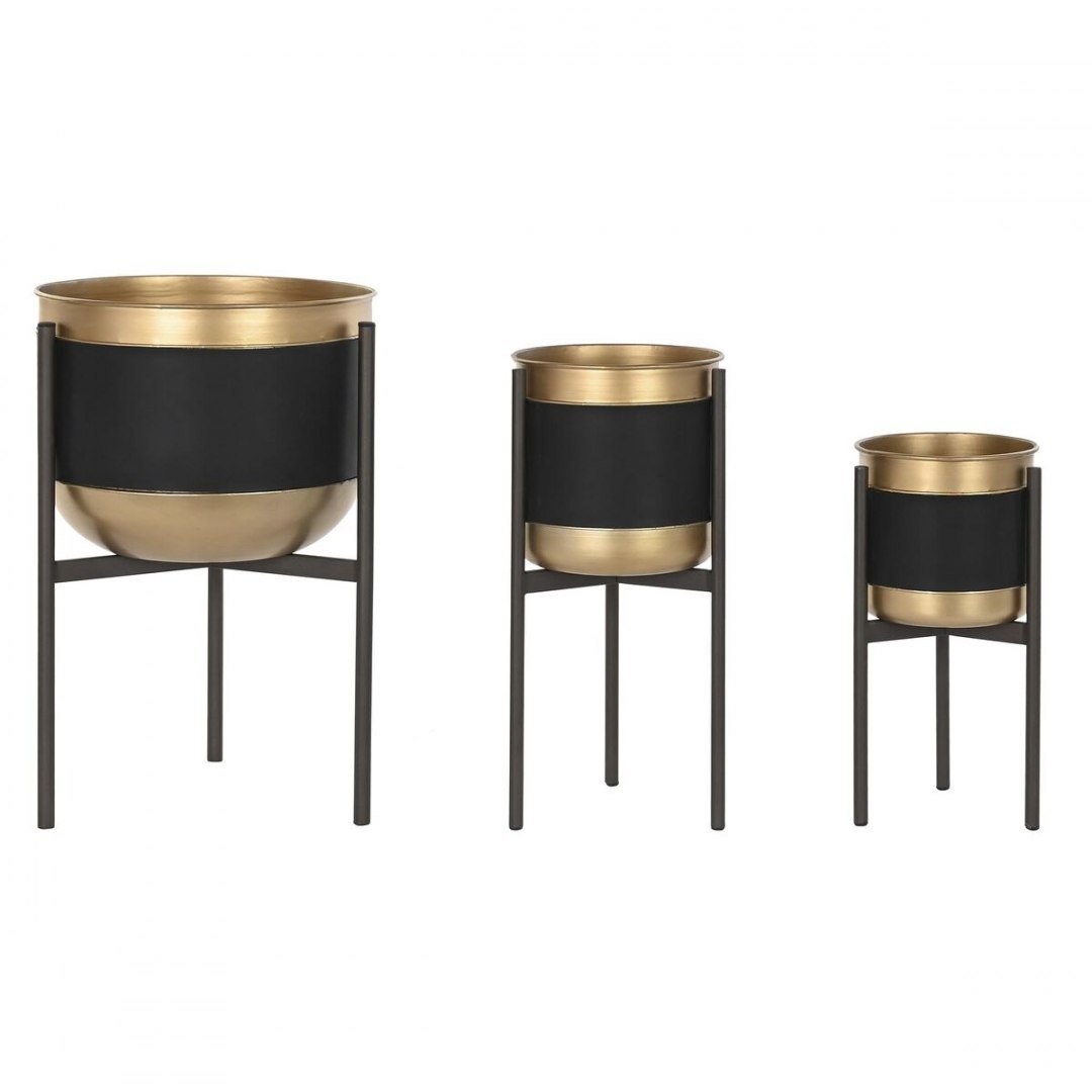 Emaga Zestaw garnków DKD Home Decor Czarny Metal Miedź (34 x 34 x 50 cm)