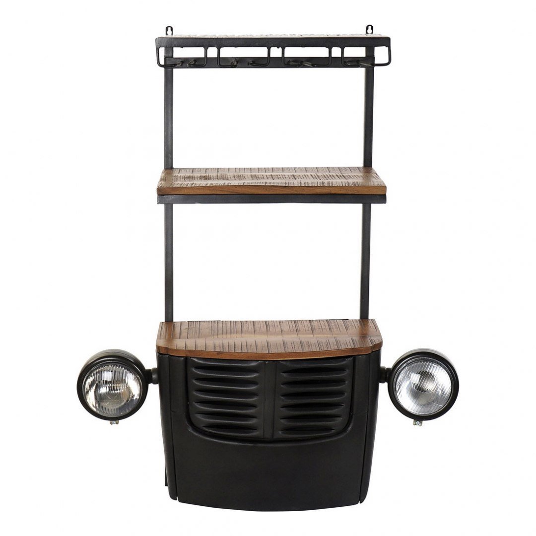 Emaga Stojak na Butelki DKD Home Decor Samochód Drewno akacjowe Żelazo Ciemny szary (83 x 30 x 104 cm)