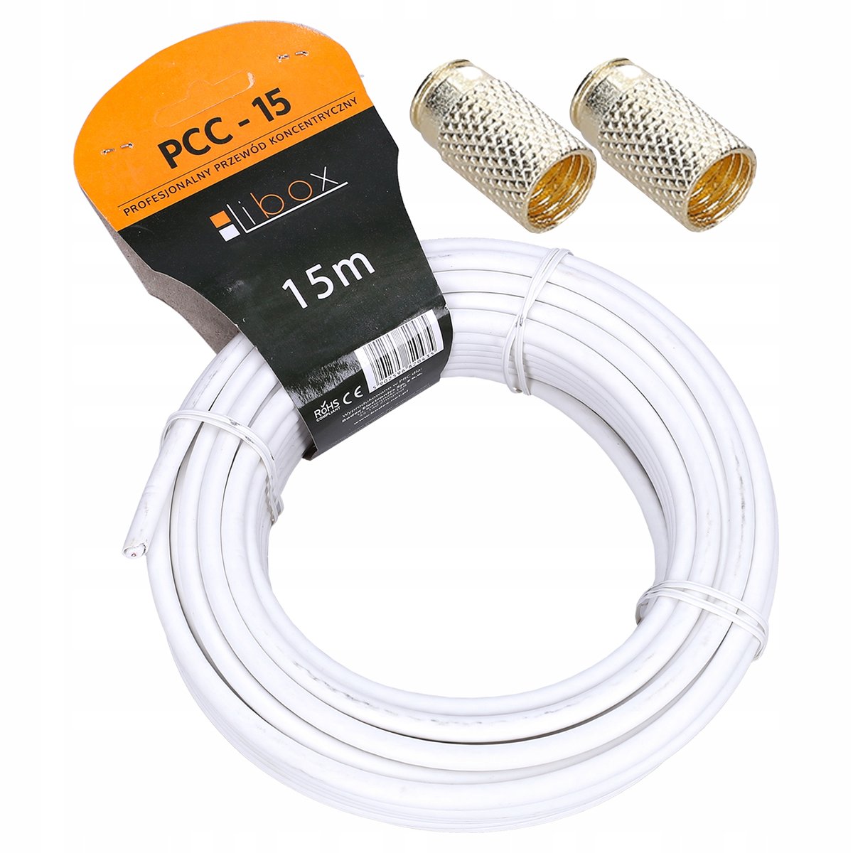 Libox Kabel Antenowy Rg6 15M Pcc15 +2X Wtyk Tpu F 6,8Mm Lb0104