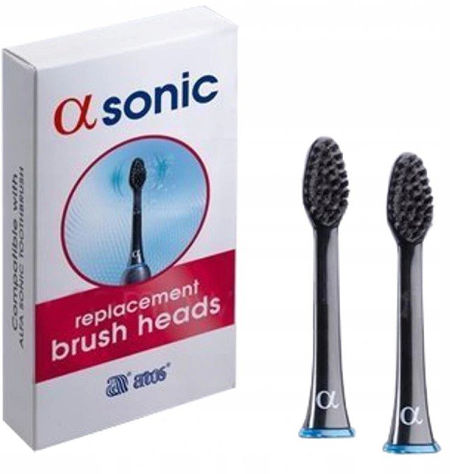 Atos Alfa Sonic Replacement Brush Heads black 2 szt. - końcówki do szczoteczki sonicznej Alfa Sonic, czarne