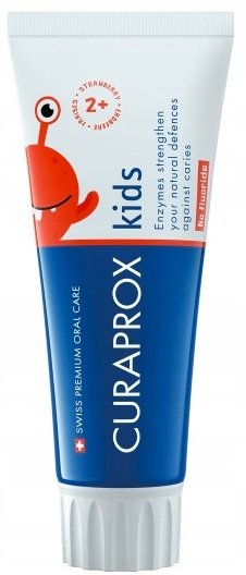 Curaprox Kids 2+ pasta do zębów o smaku truskawkowym bez fluoru, 60 ml