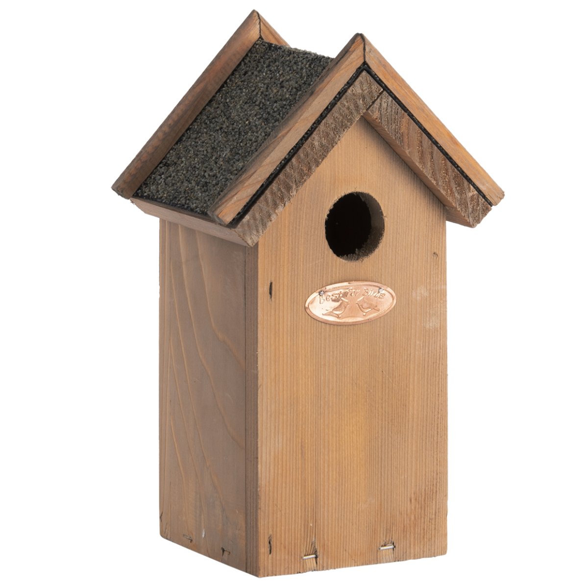Esschert Design domek dla ptaków budka dla ptaków, w kolorze brązowym z dachowe z gontów bitumicznych, różne wersje NK03