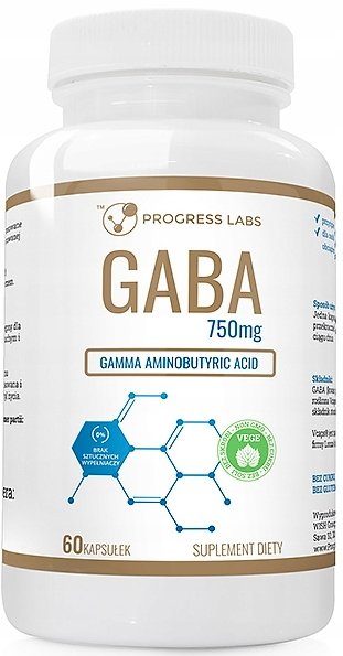 Progress Labs Gaba, Kwas aminomasłowy sen relaks 750 mg, 60 kaps.