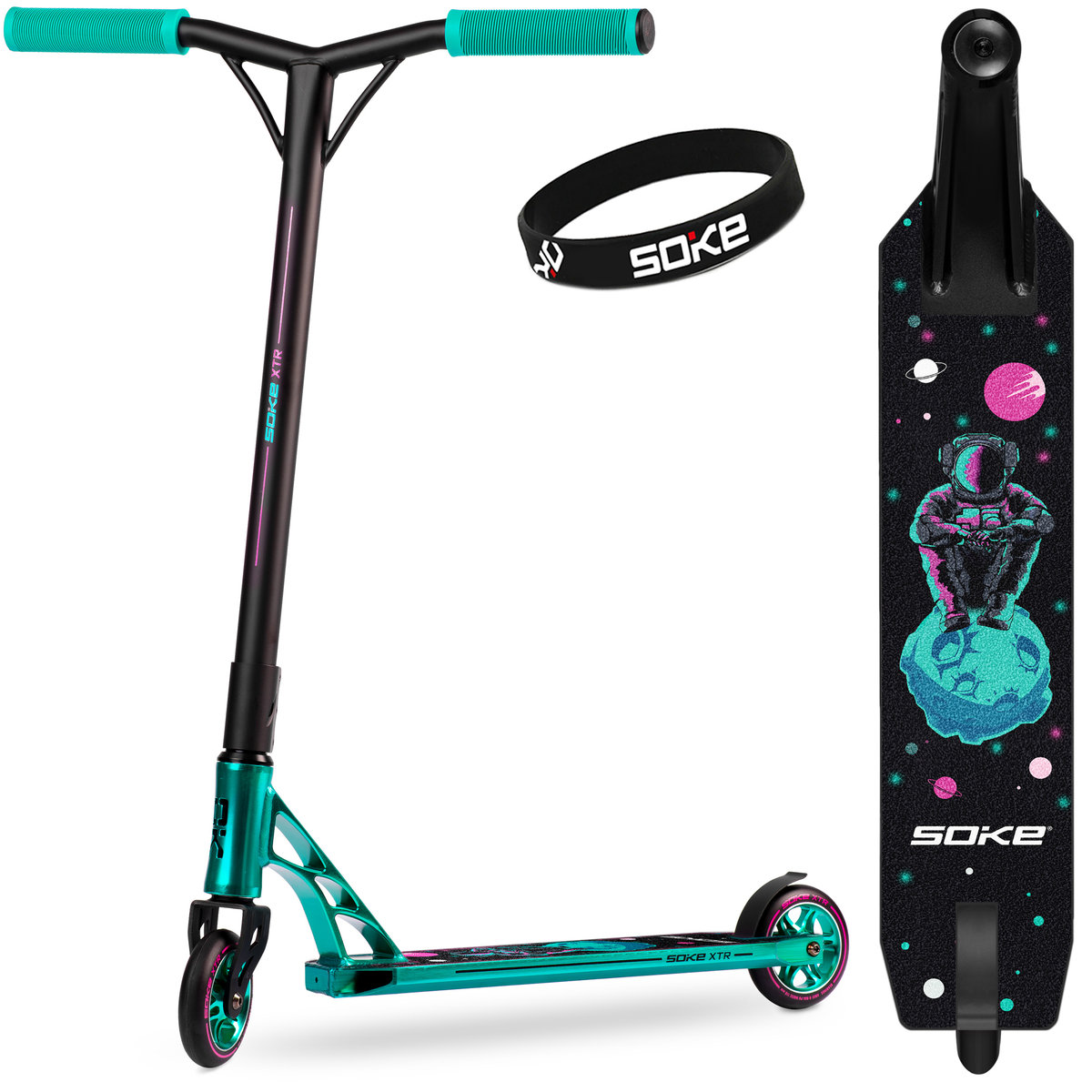 SOKE XTR Neon ABEC-9 Y-BAR turkusowo-zielona