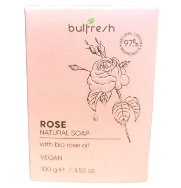 Bullfresh, Naturalne mydło Organiczna Róża 97,8% naturalnych składników, 100 g
