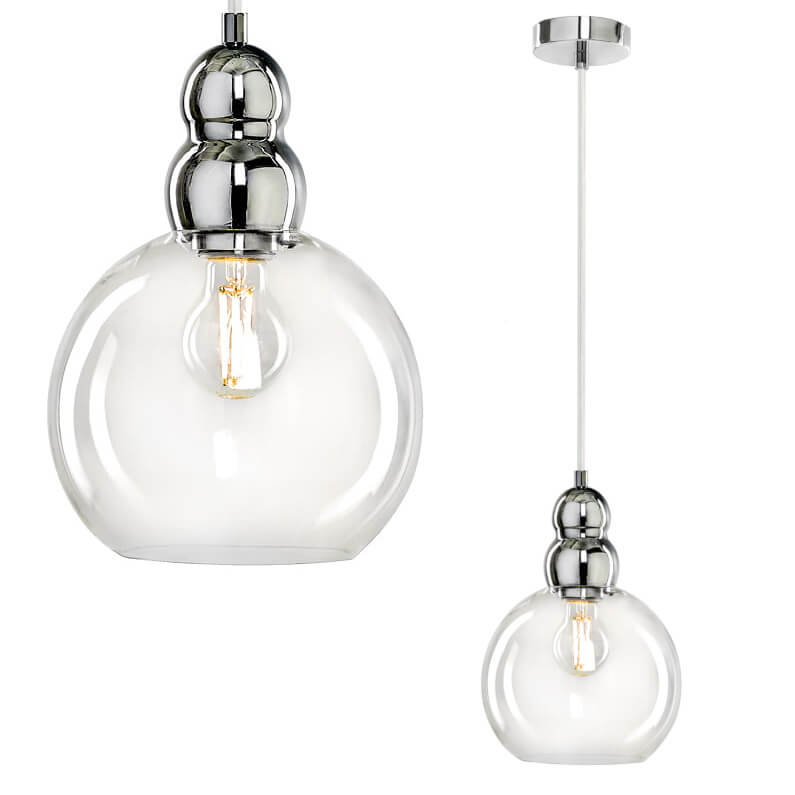 Wisząca lampa loftowa Akso do pokoju chrom przezroczysta