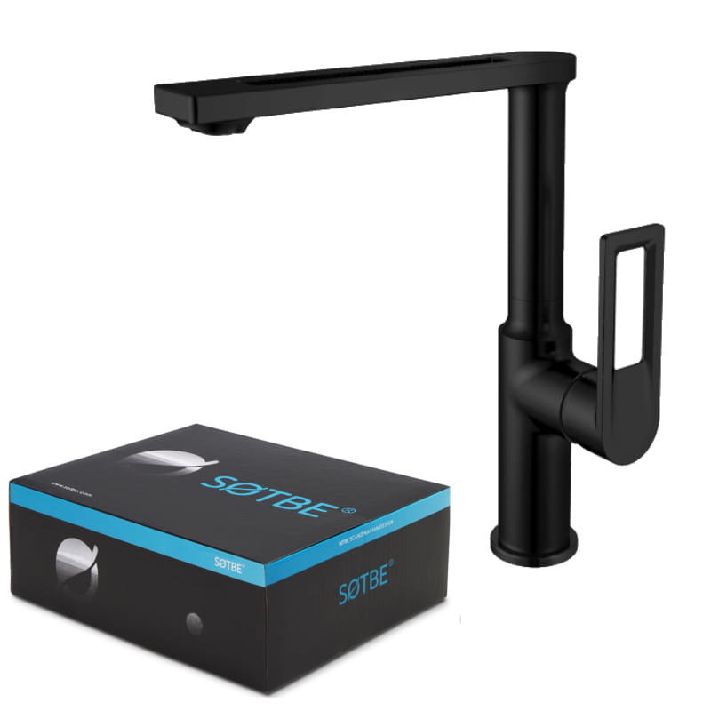 Sotbe Loft Svart Czarna Wysoka Bateria Kuchenna Obrotowa