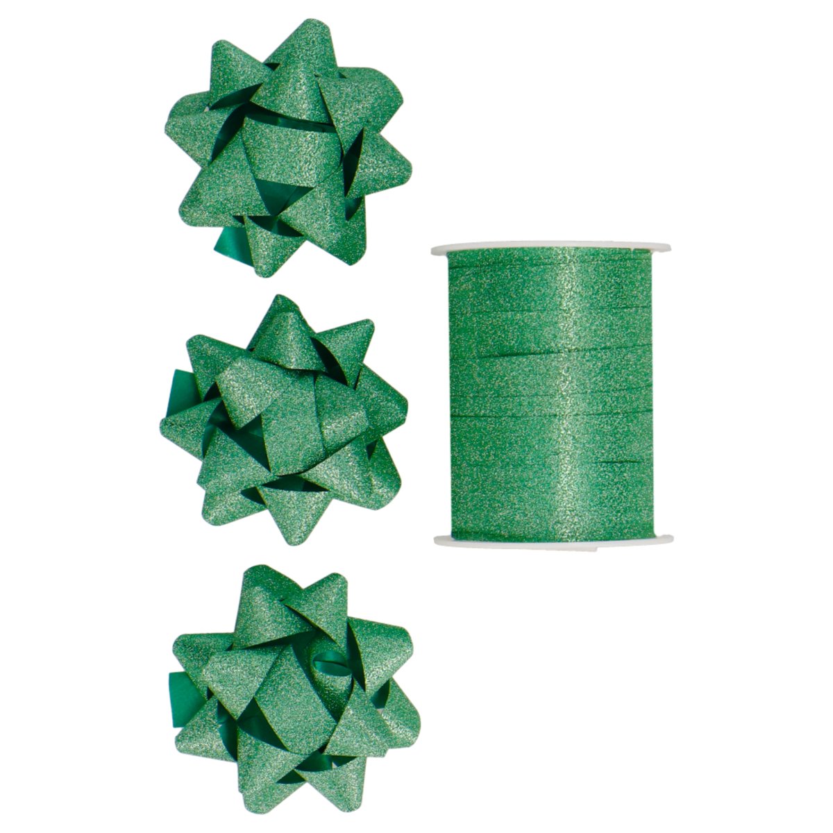 Incood, Zestaw Do Pakowania Zieliony Brokat, 3 Rozetki I Wstążka