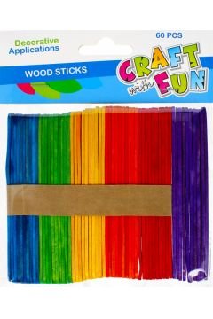 Craft with Fun Patyczki drewniane kolorowe 60 szt.