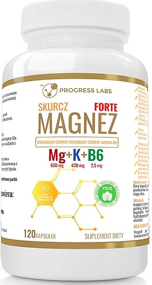 Progress Labs Progress Labs Magnez Skurcz Forte Magnez + Potas + B6 120 kapsułek 3647862