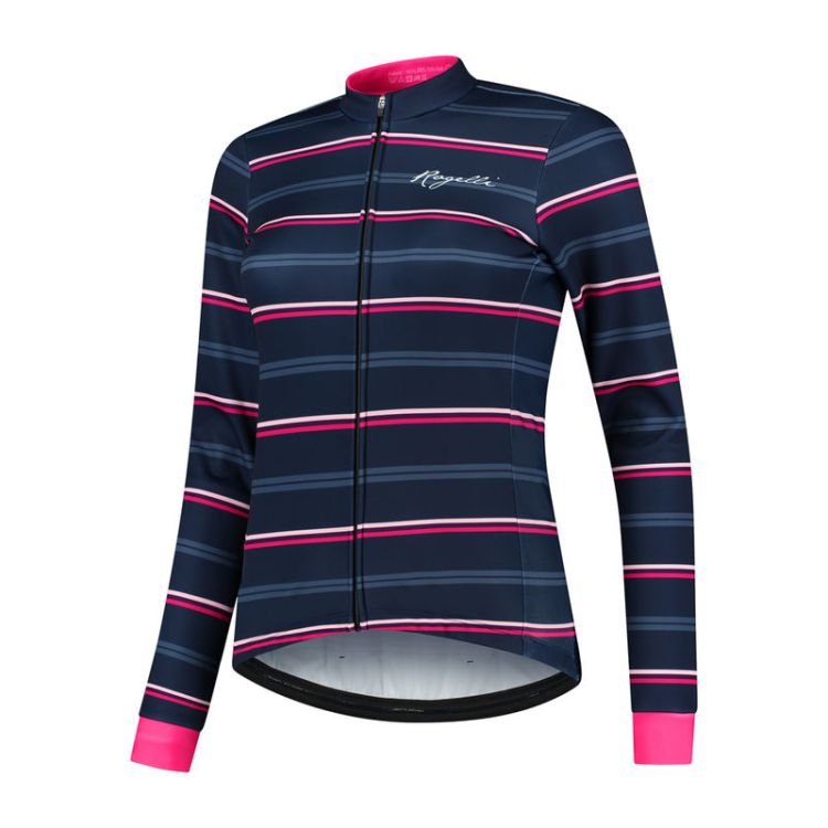 Damska Kurtka Rowerowa  Rogelli Winterjacket Stripe | Blue\Pink - Rozmiar M
