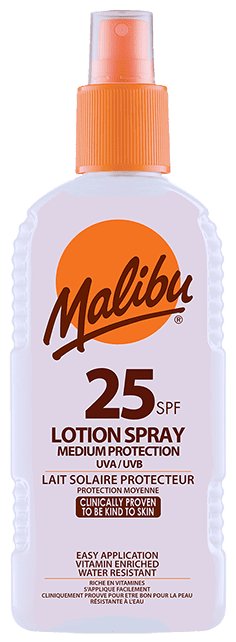 MALIBU Lotion Spray SPF25 preparat do opalania ciała 200 ml unisex