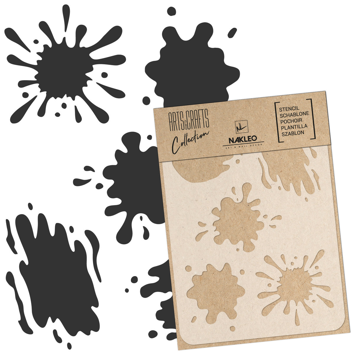 szablon malarski scrapbooking - craft // KLEKS - PLAMA - PLUSK - A4 (21x30cm)