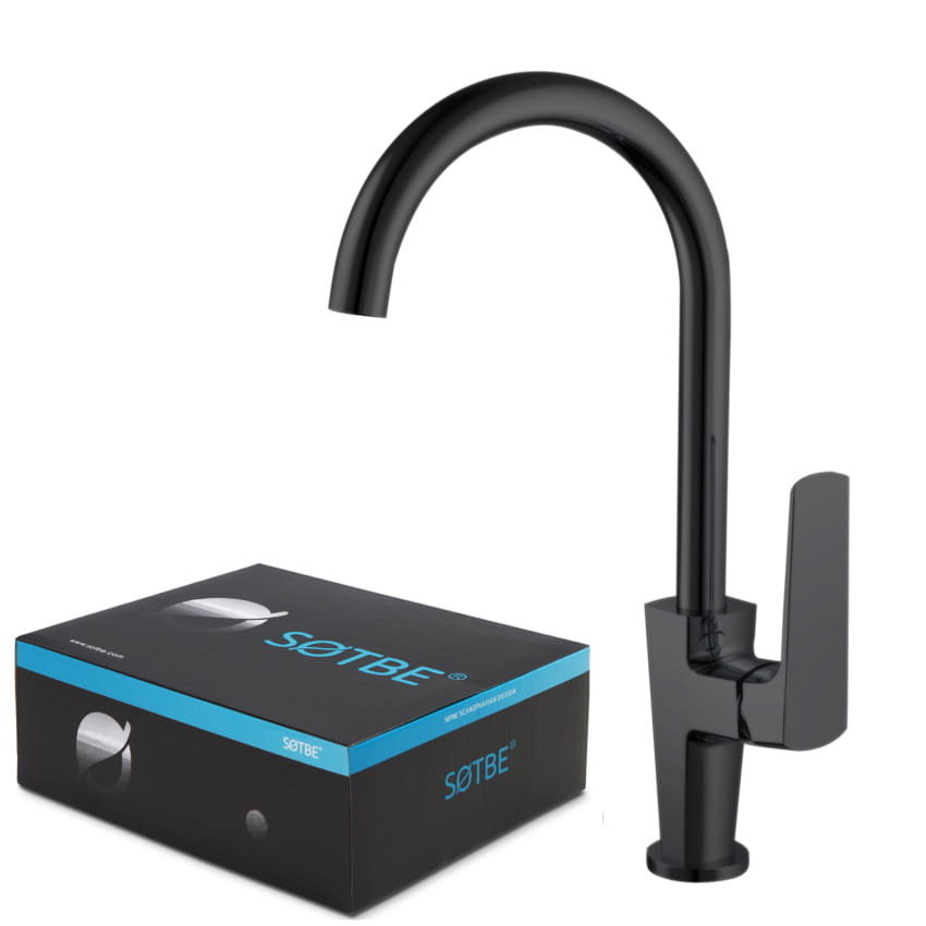 Sotbe Toga  Black  Czarna Wysoka Bateria Kuchenna Zlewozmywakowa Obrotowa