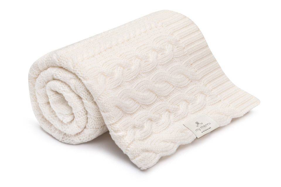 Kocyk Warkocz 100% Wełny Merino Cream My Memi