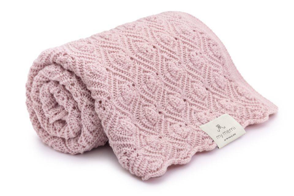 Kocyk Ze 100% Wełny Merino Powder Pink Pearl My Memi