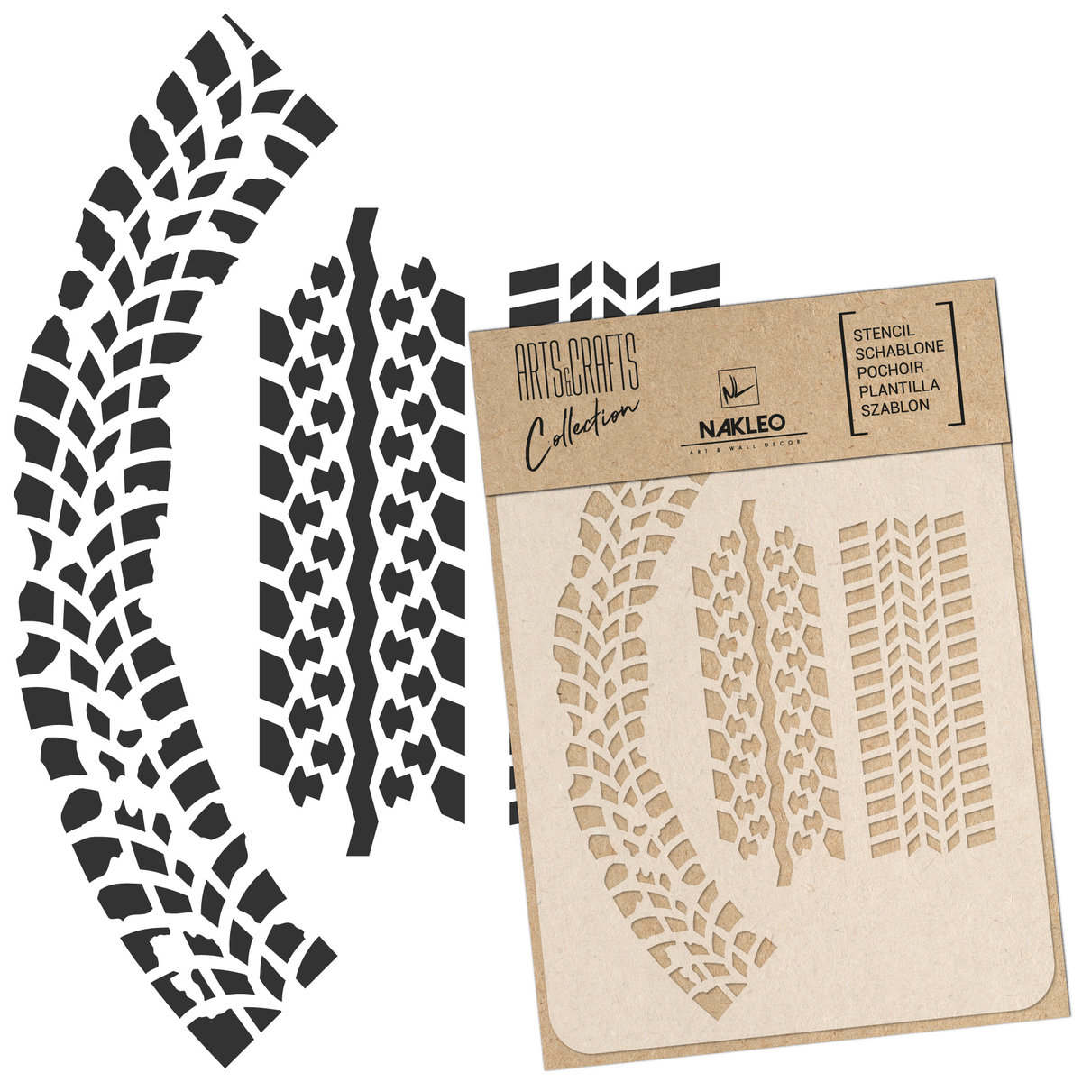 szablon malarski scrapbooking - craft // ŚLADY OPON - A4 (21x30cm)
