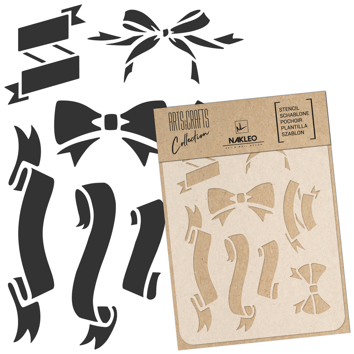 szablon malarski scrapbooking - craft // BANERY - WSTĄŻKI - A4 (21x30cm)