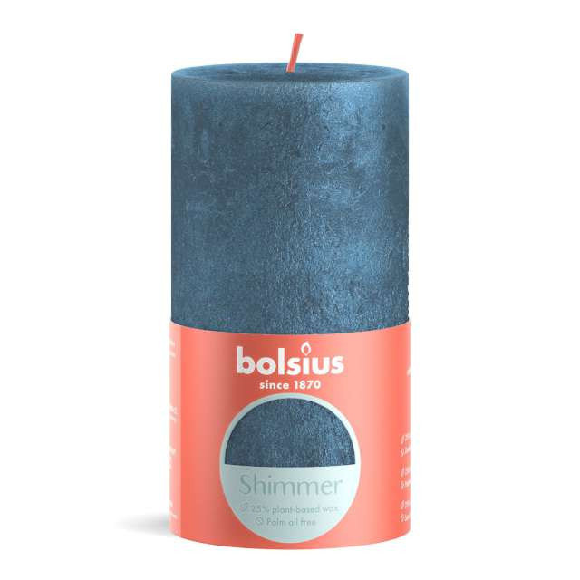 Świeca Rustykalna Bolsius Rustic Shimmer Blue Niebieska 60H 13Cm