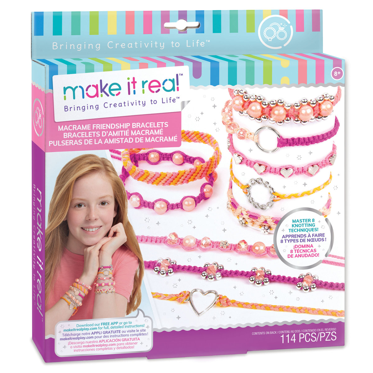 MAKE IT REAL Zestaw do tworzenia bransoletek Macrame Friendship Bracelets, zabawka kreatywna