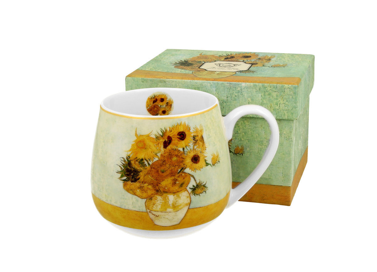 Kubek do kawy i herbaty porcelanowy, baryłka DUO Sunflowers Vincent Van Gogh 430 ml