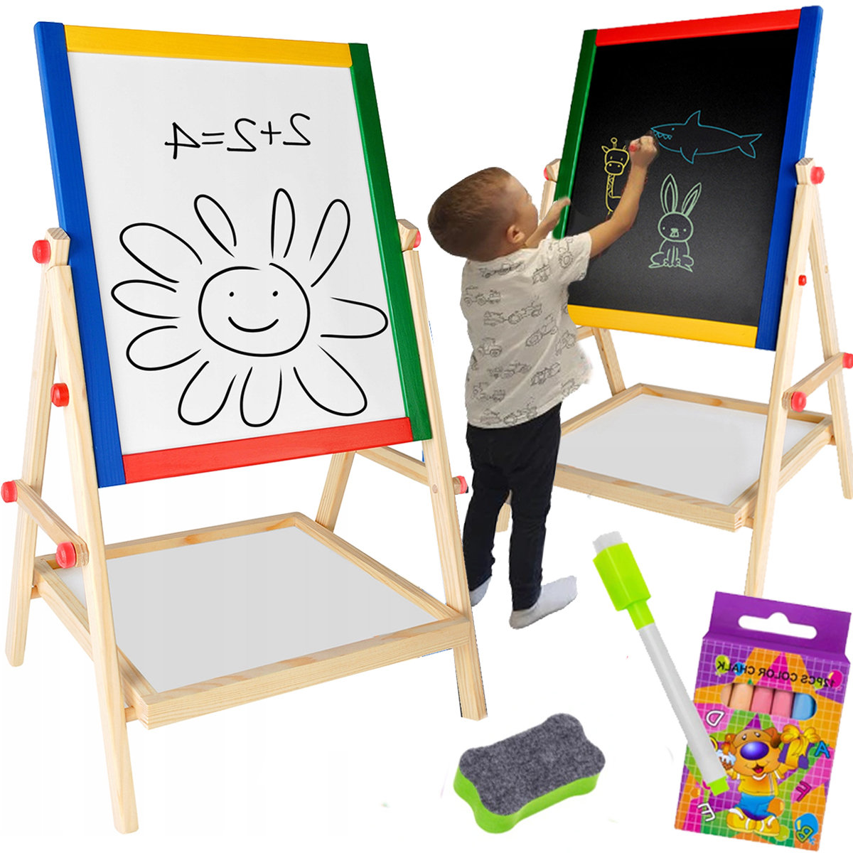 Tablica Edukacyjna Magnetyczna Kredowa 65Cm Gąbka U680
