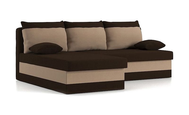 Narożnik Deli z Funkcją Spania Łóżko Rogówka Sofa, Brąz + Cappuccino