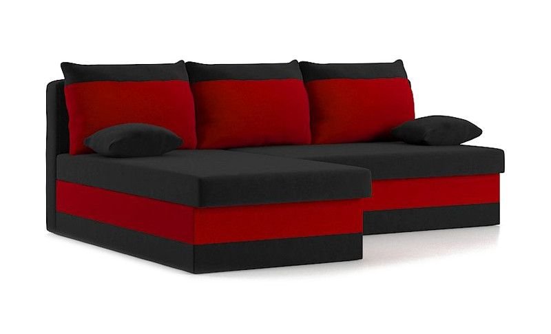 Adams Group Narożnik Deli z Funkcją Spania Łóżko Rogówka Sofa, Czarno-Czerwony