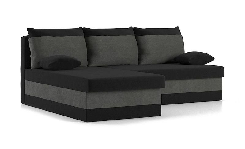 Adams Group Narożnik Deli z Funkcją Spania Łóżko Rogówka Sofa, Czarny + Szary