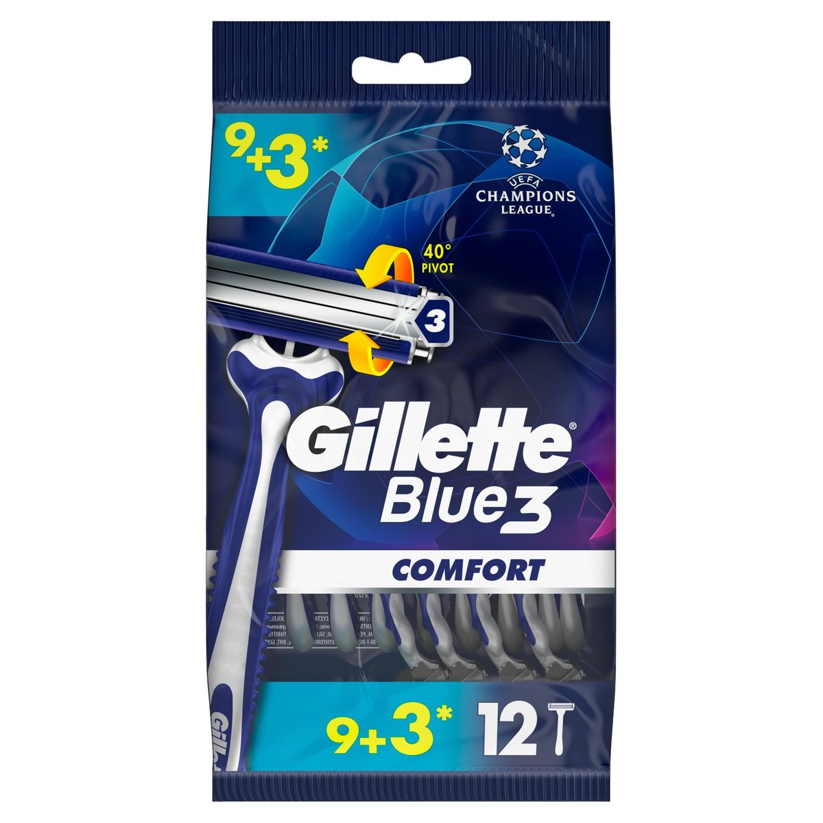Gillette Blue3 SenseCare Jednorazowe maszynki do golenia, 12 szt.