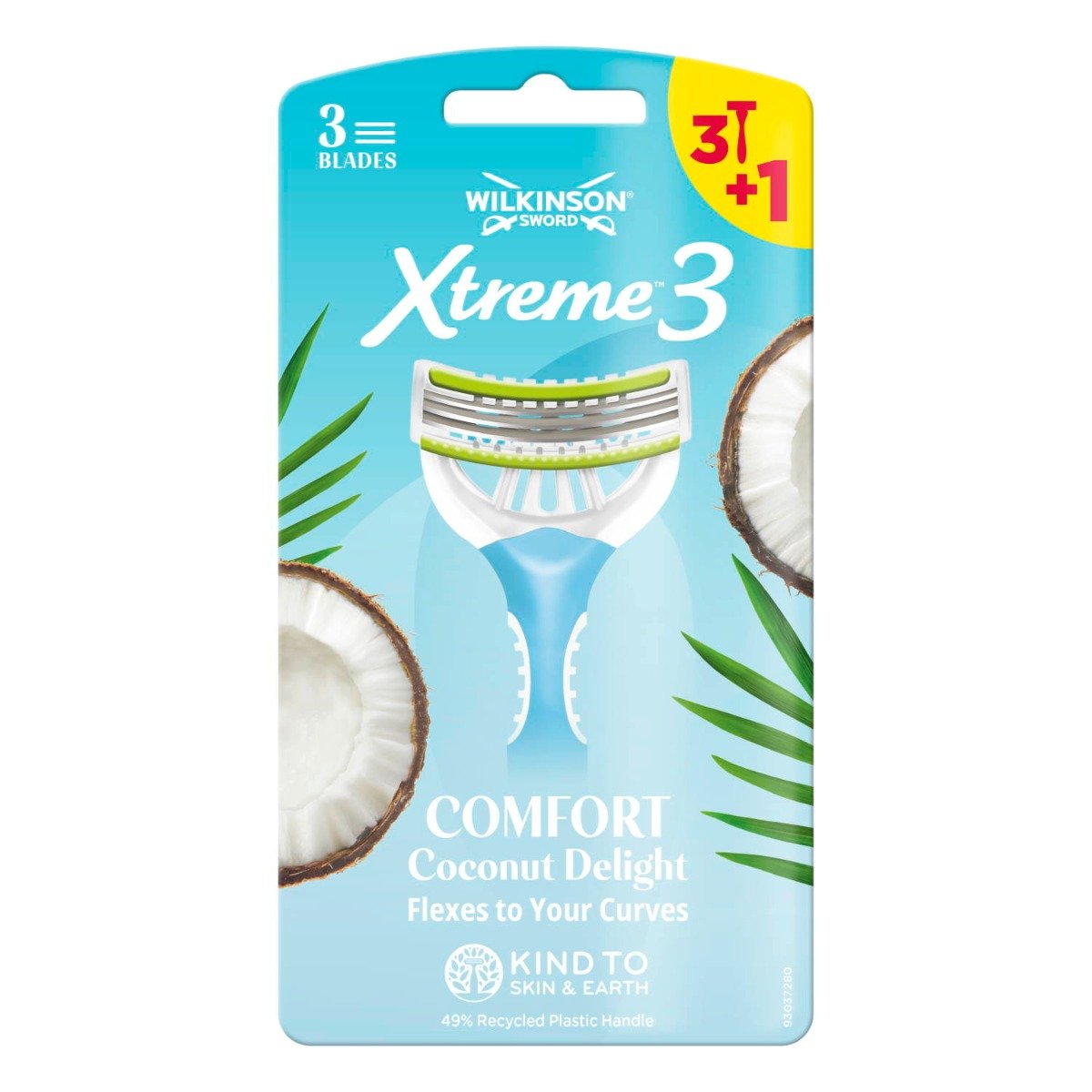 Wilkinson, Sword Xtreme3 Comfort Coconut Delight, Jednorazowe maszynki do golenia dla kobiet, 4 szt.