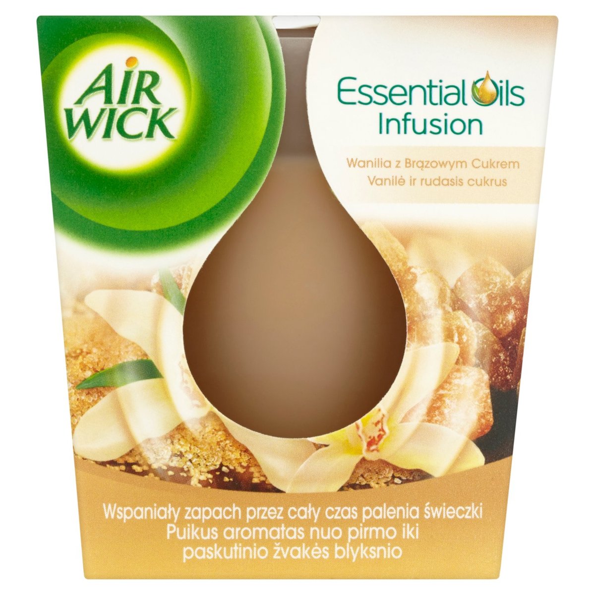 Air Wick Essential Oils świeczka zapachowa Wanilia z Brązowym Cukrem 105g