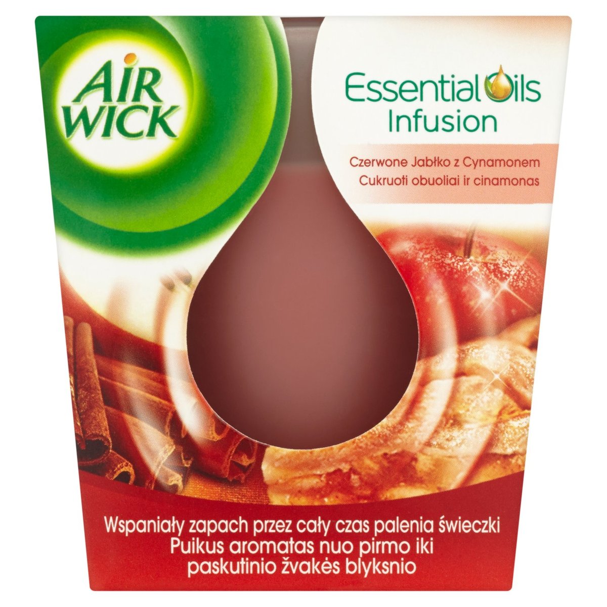 Air Wick Essential Oils świeczka zapachowa Czerwone Jabłko z Cynamonem 105g