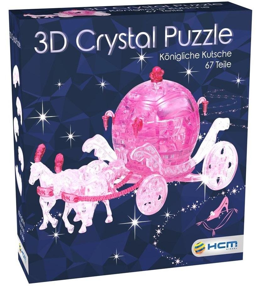 HCM Kinzel Kinzel 59193 Kinzel-59193-3D Crystal puzzle 3D, królewski królowe puzzle wtykowe, puzzle dla dorosłych i dzieci, 67 części, różowe, przezroczyste, od 14 lat, różowe 59193